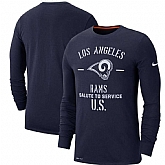 Men's Los Angeles Rams Nike Navy 2019 Salute to Service Sideline Performance Long Sleeve Shirt,baseball caps,new era cap wholesale,wholesale hats